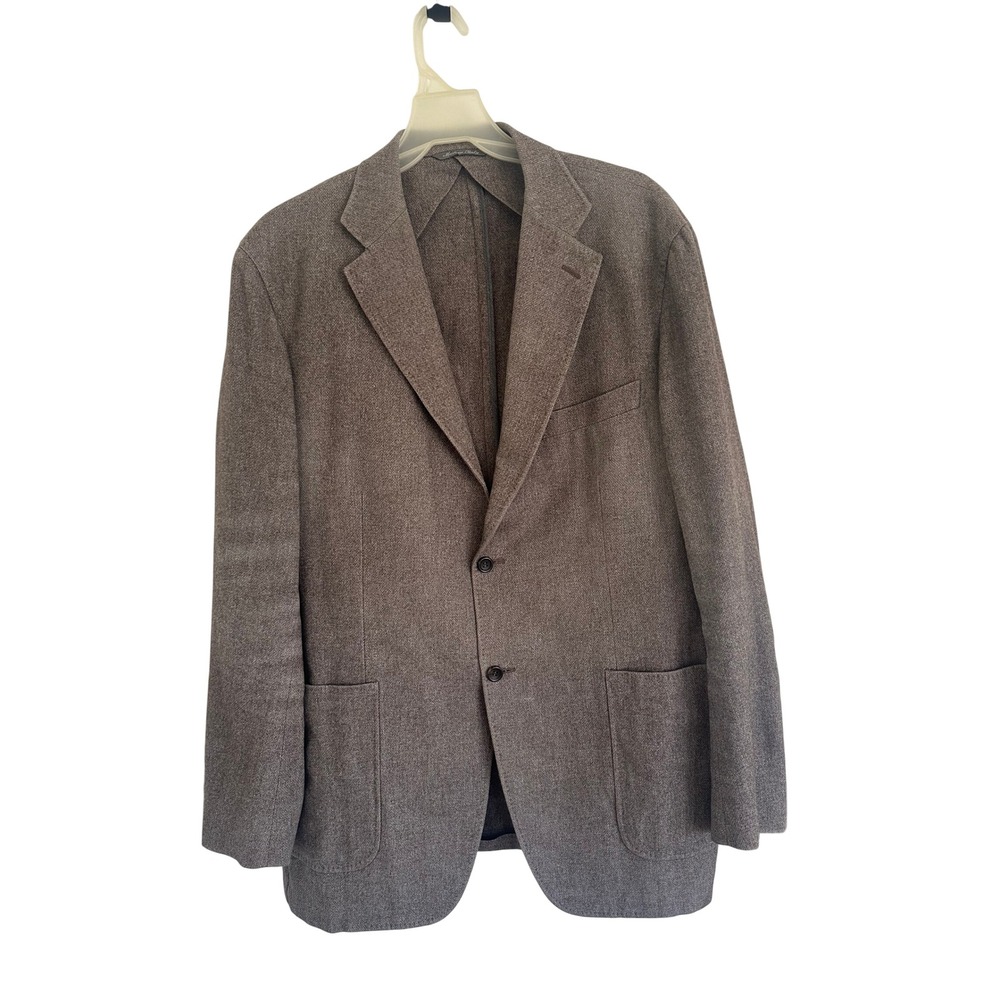 Canali Kei Collection Brown Wool Cotton Cashmere Blazer Sport Coat Italy 56L 46L
